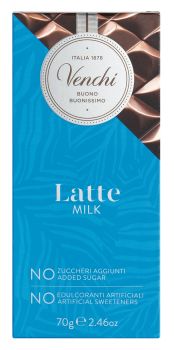 Venchi Latte - Vollmilchschokolade ohne Zuckerzusatz, 70g